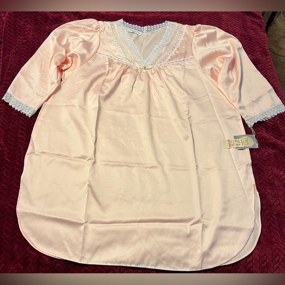 NWT Vtg 1970s Christian Dior Soft Pink Satin Look Lingerie Lace Details - Picture 6 of 13